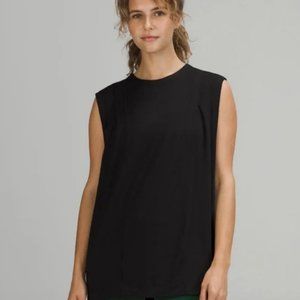 Modal pleated shoulder tank black